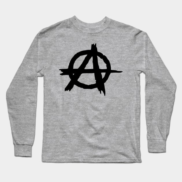 Black Anarchy Sign Long Sleeve T-Shirt by Awesome Funny T-Shirts